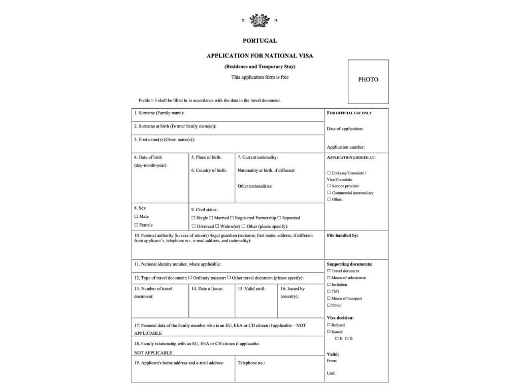Digital nomad visa application form